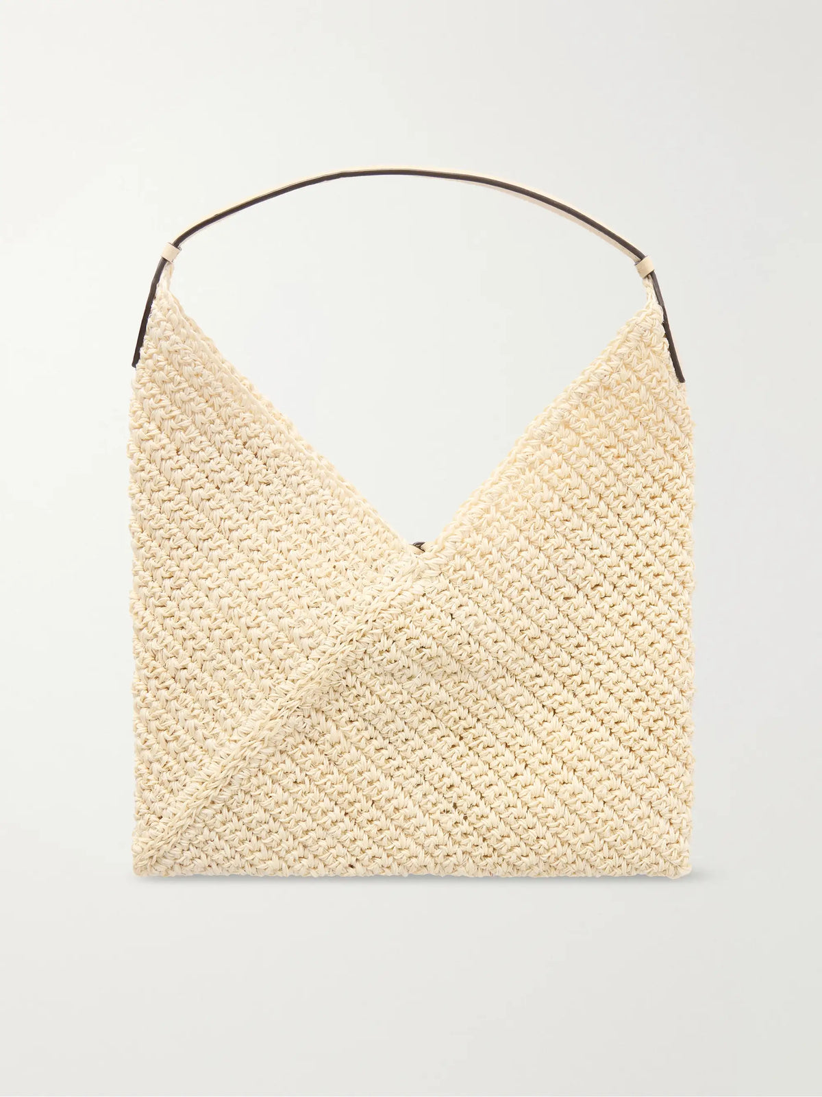 Origami Small Leather-trimmed Raffia Tote