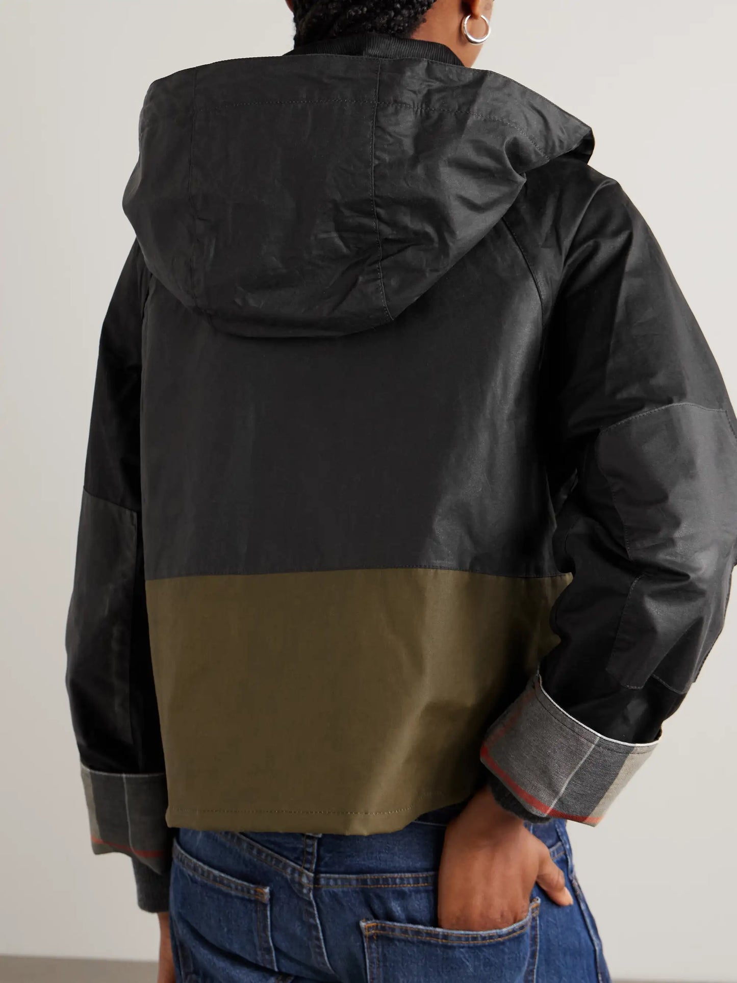 Liza Hooded Paneled Waxed-cotton Jacket