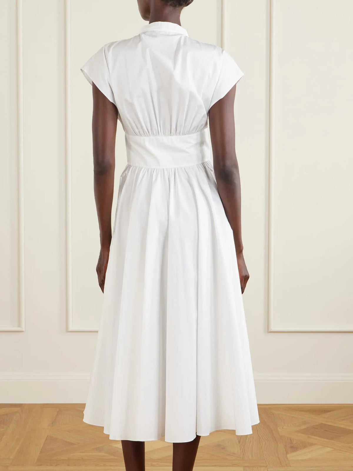 Knot-detailed Belted Cotton-poplin Midi Dress