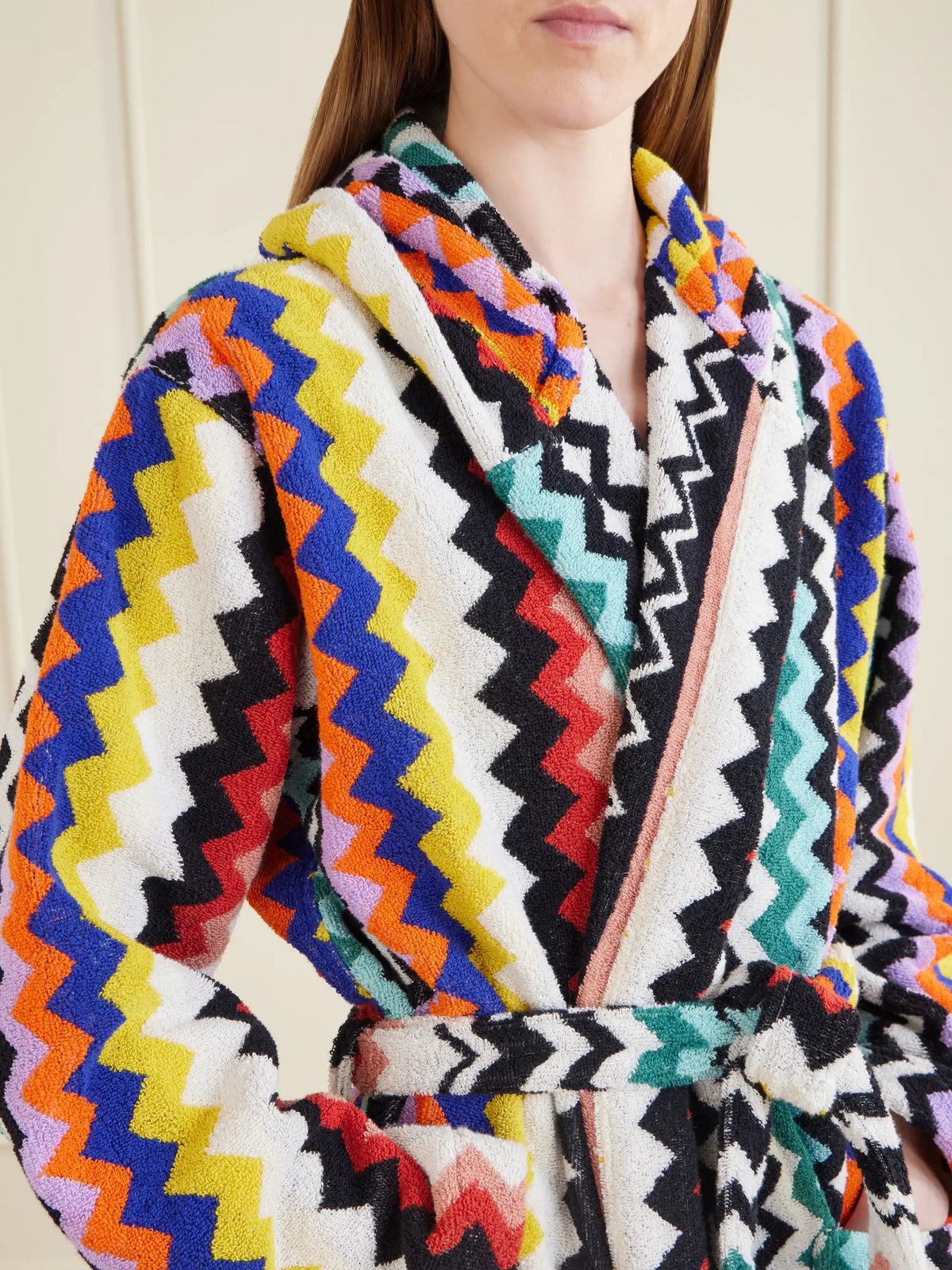 Hooded Striped Cotton-terry Robe