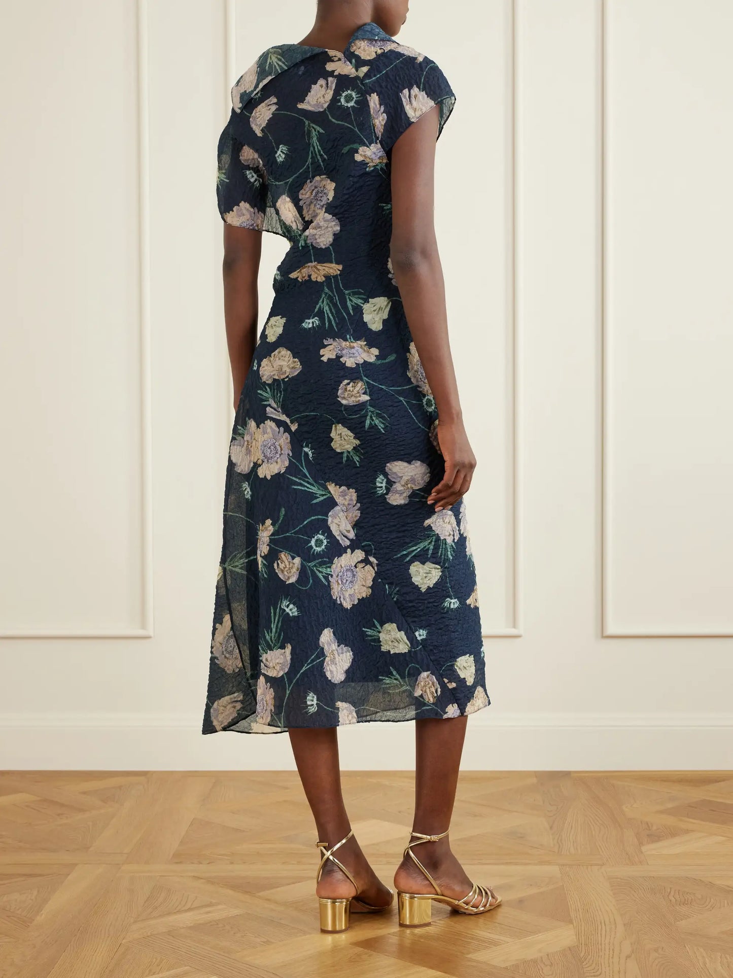Floral-printed Organza-cloquè Midi Dress