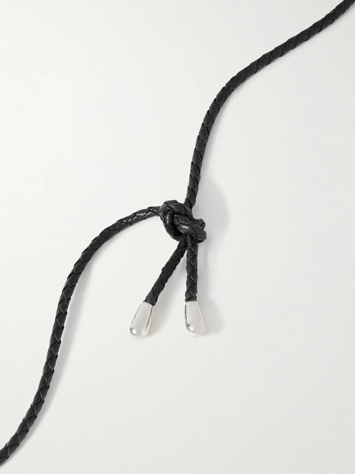 Lotus Medium Braided Leather And Silver-tone Necklace