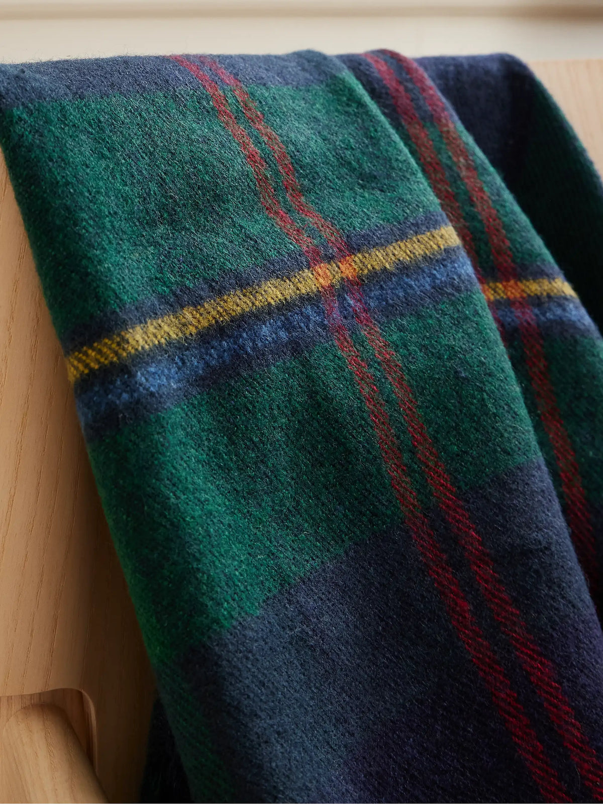 Langport Fringed Checked Wool And Linen-blend Blanket