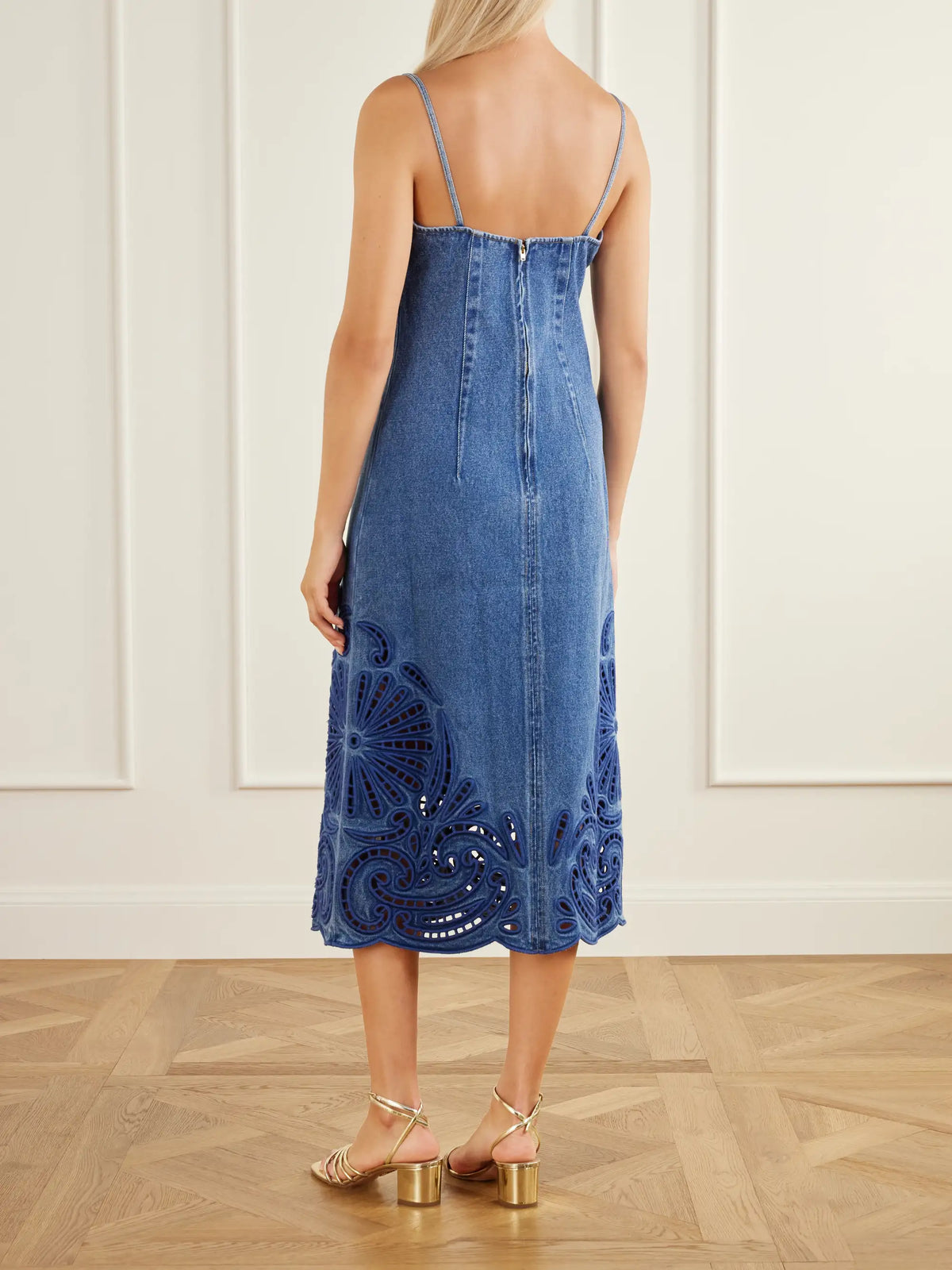 Ulla Johnson The Jane Eyelet Broderie Anglaise Denim Midi Dress