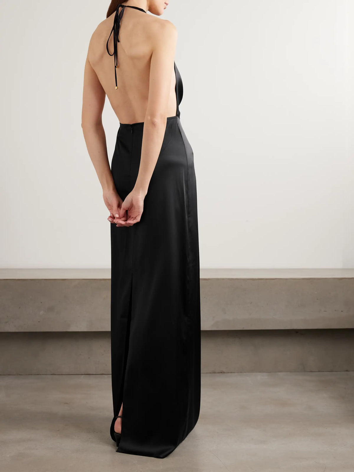 Carla Draped Silk-blend Satin Halterneck Maxi Dress