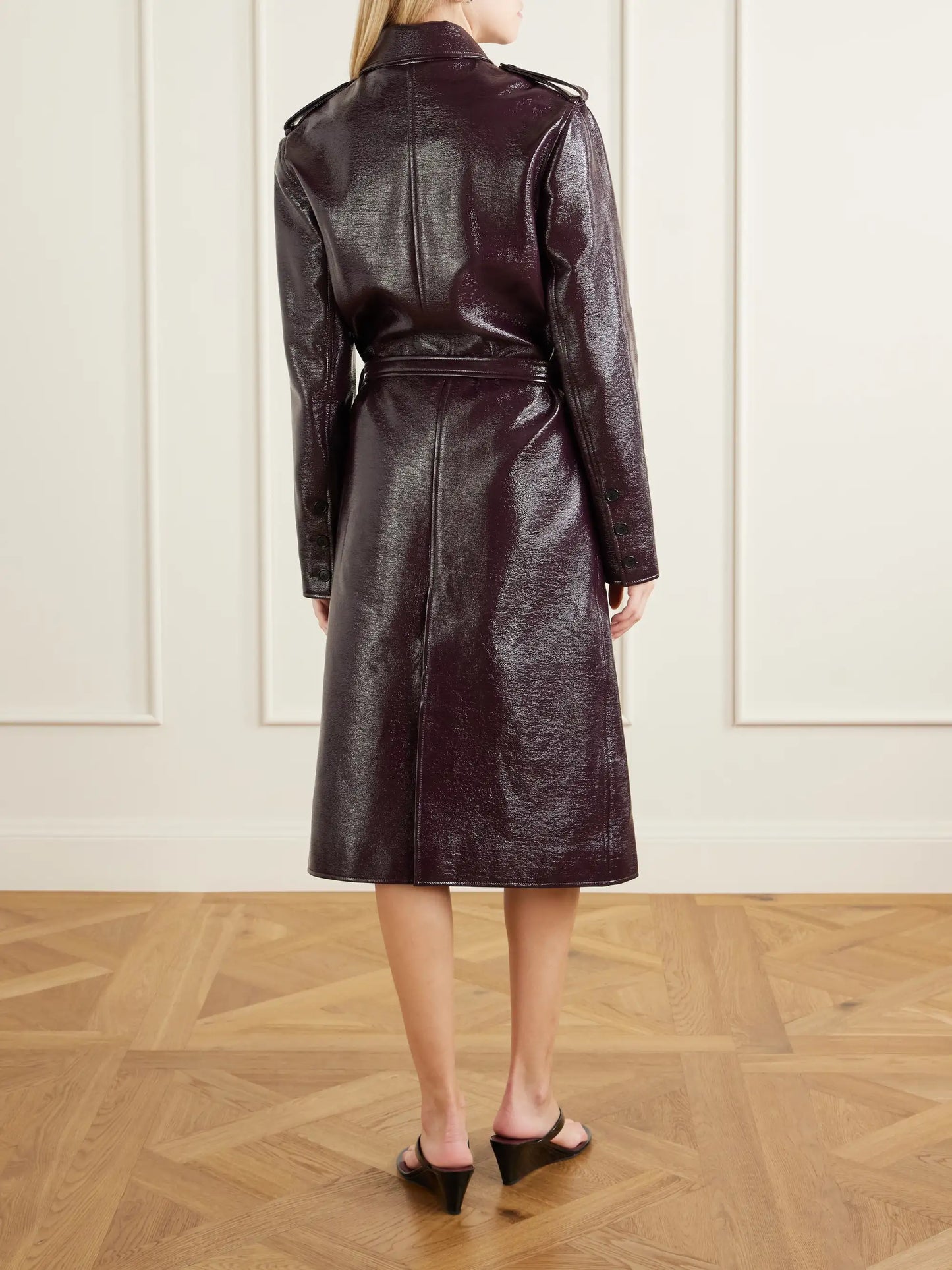 Belted Cotton-blend Vinyl Trench Coat