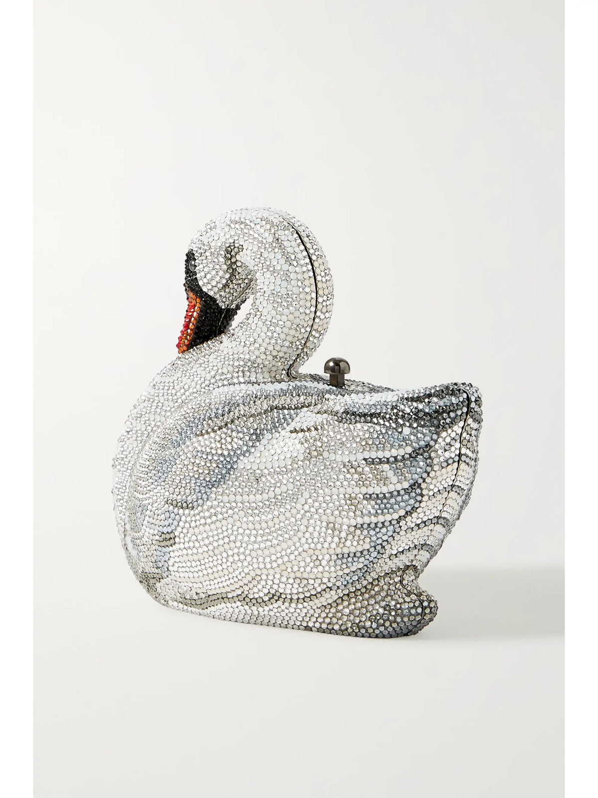 Swan Odette Crystal-embellished Silver-tone Clutch