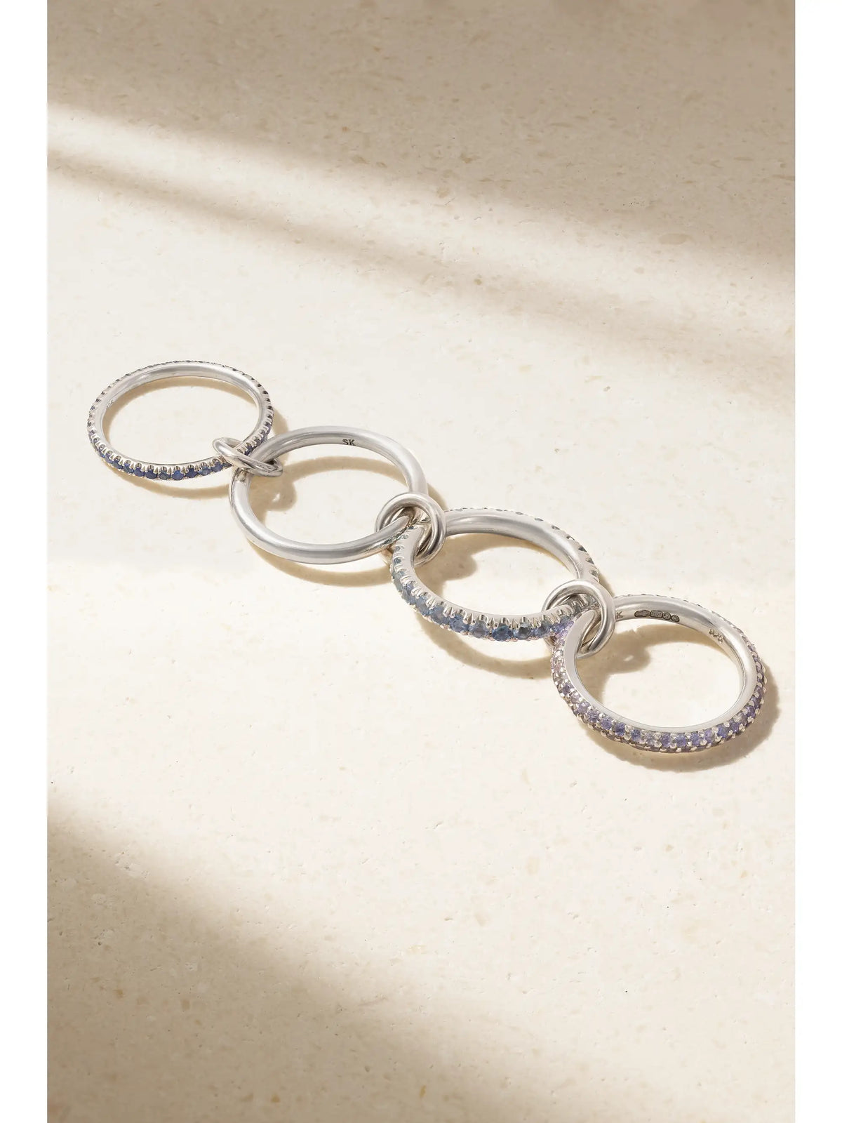 Iris Set Of Four Sterling Silver Multi-stone Rings