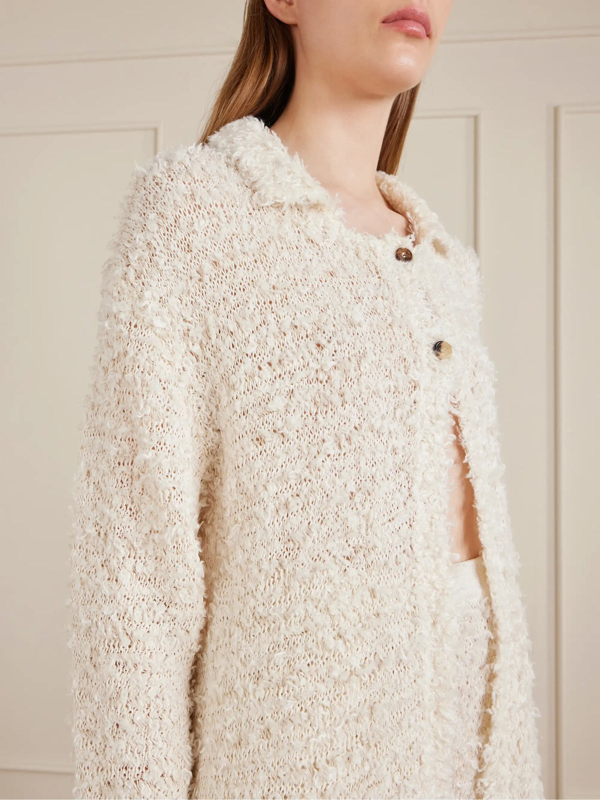 KHAITE Jannae Cotton-blend Bouclé Cardigan