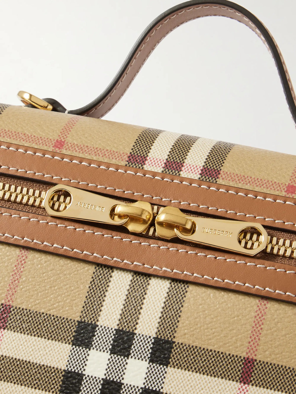 Leather-trimmed Checked Vanity Bag
