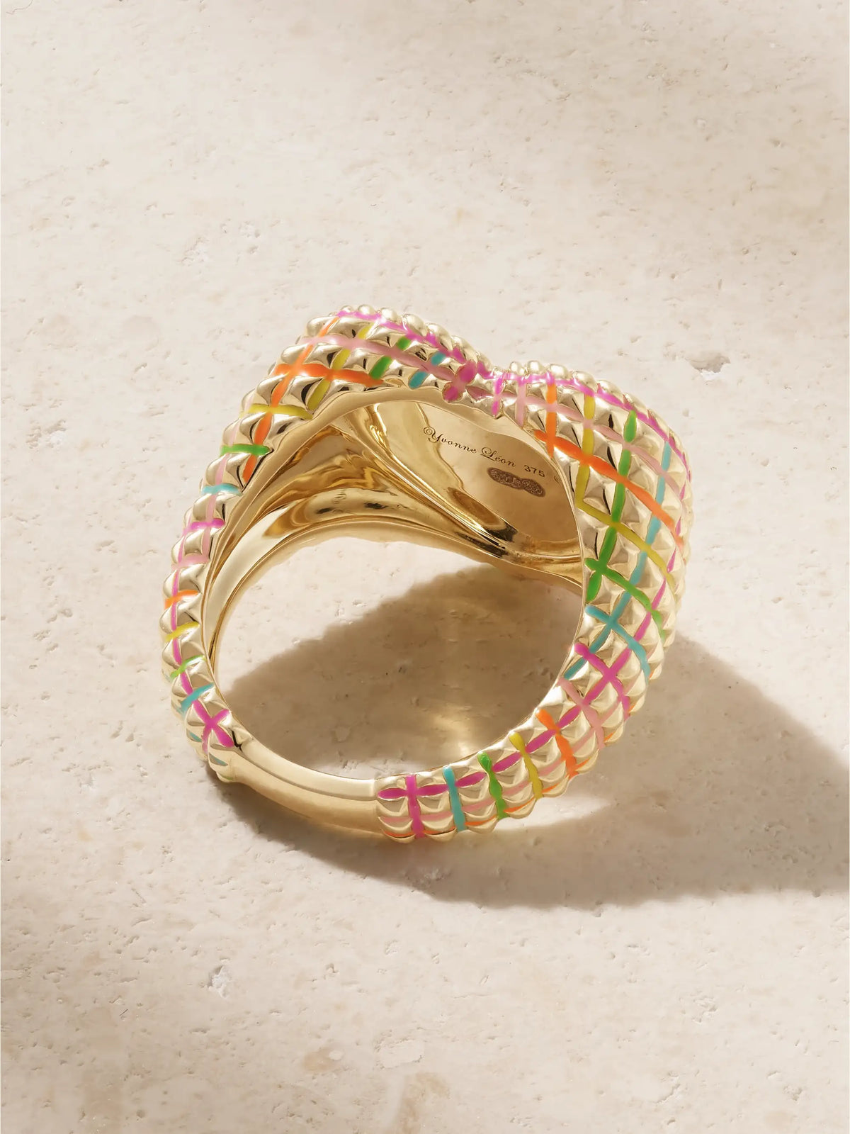 Chevaliere Coeur 9-karat Gold, Diamond And Enamel Ring