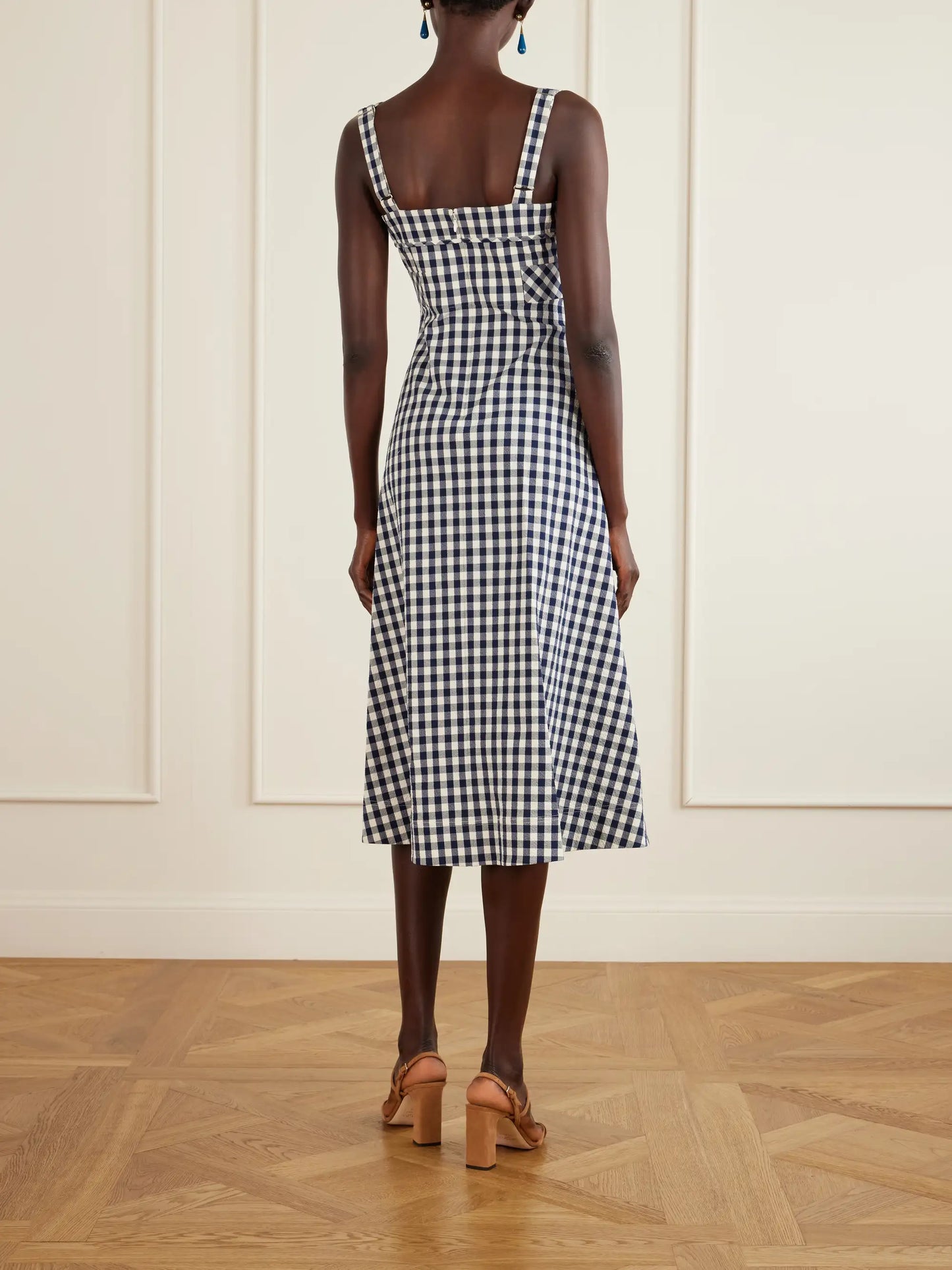 Lois Checked Stretch-cotton Cloqué Midi Dress