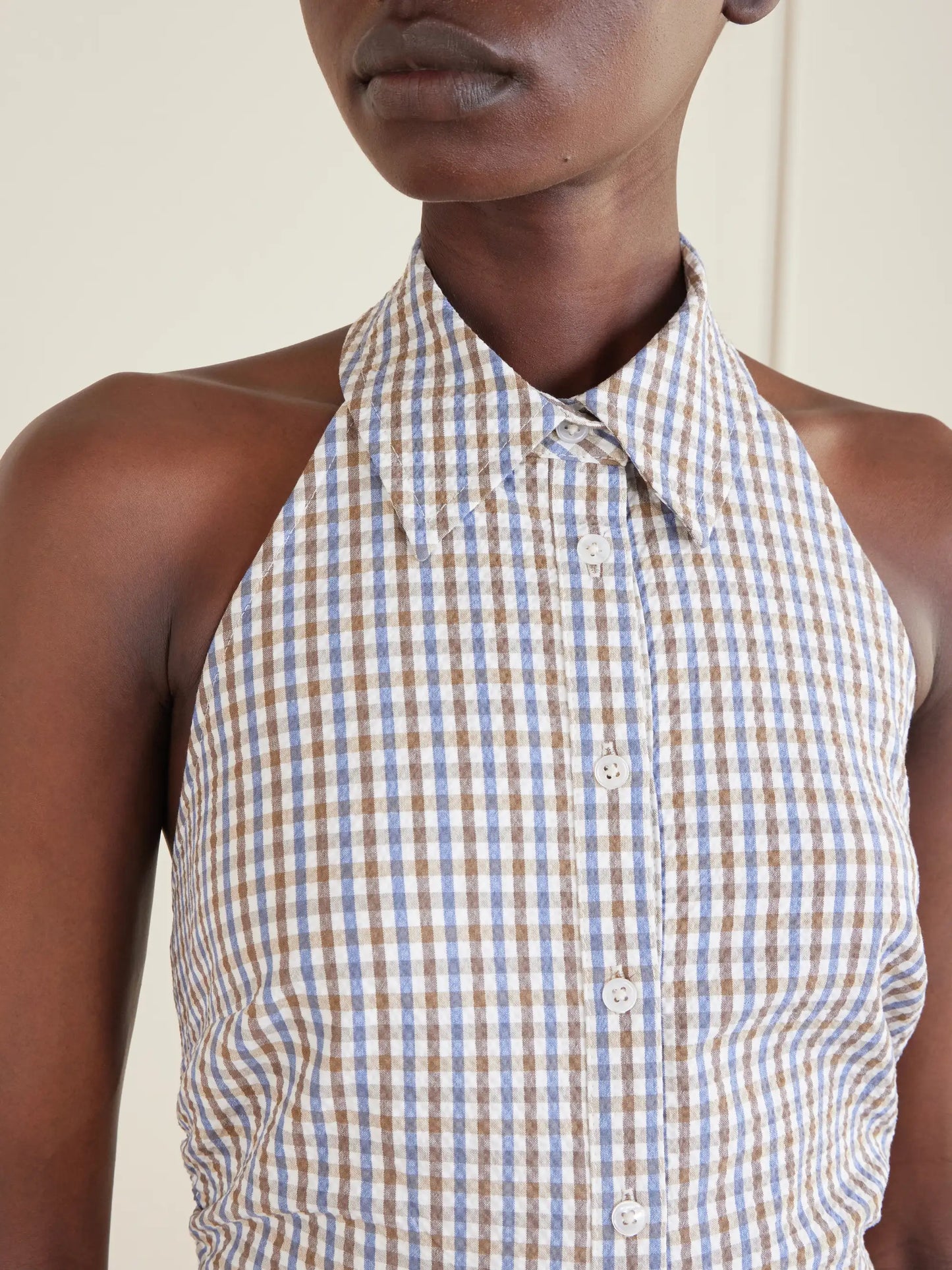 Mackey Checked Cotton-seersucker Midi Dress