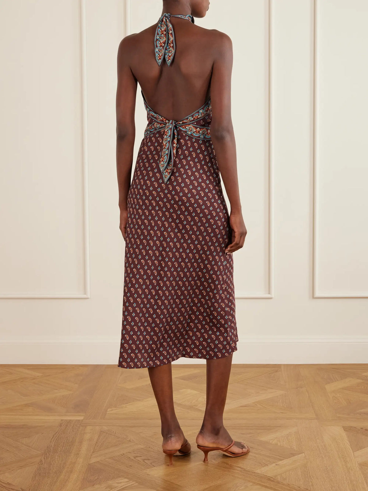 DÔEN Zilda Printed Silk-blend Halterneck Midi Dress