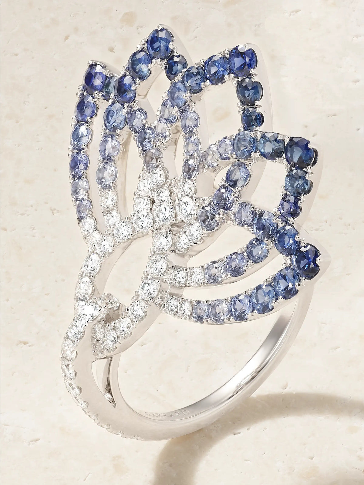 Lotus Flower 18-karat White Gold, Sapphire And Diamond Ring