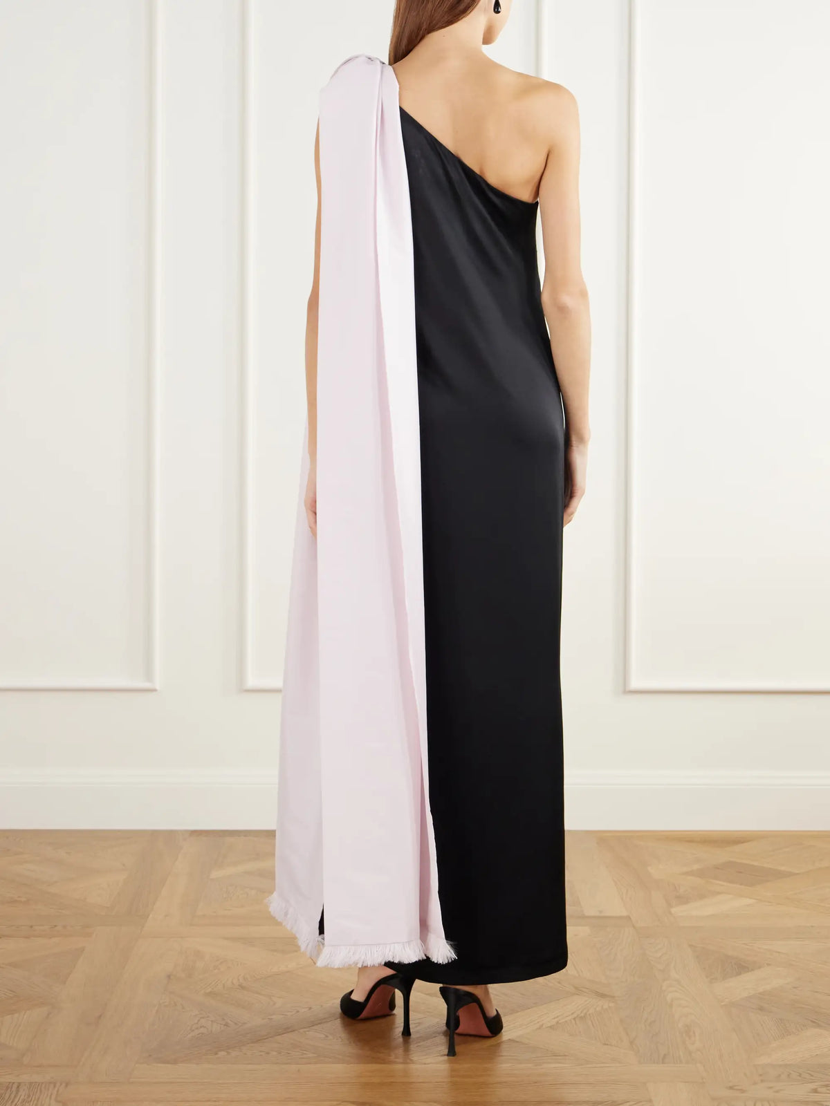 BERNADETTE Ross Two-tone One-shoulder Satin Gown
