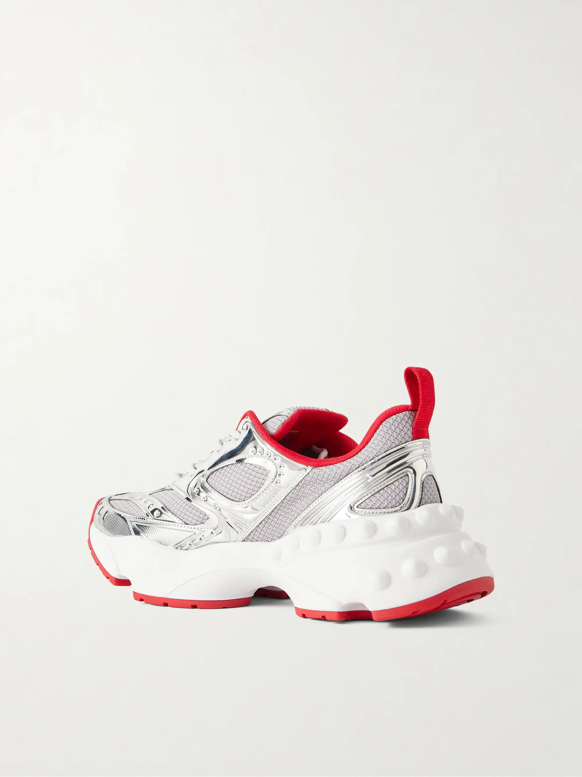 So Flo Metallic Leather-trimmed Mesh Sneakers
