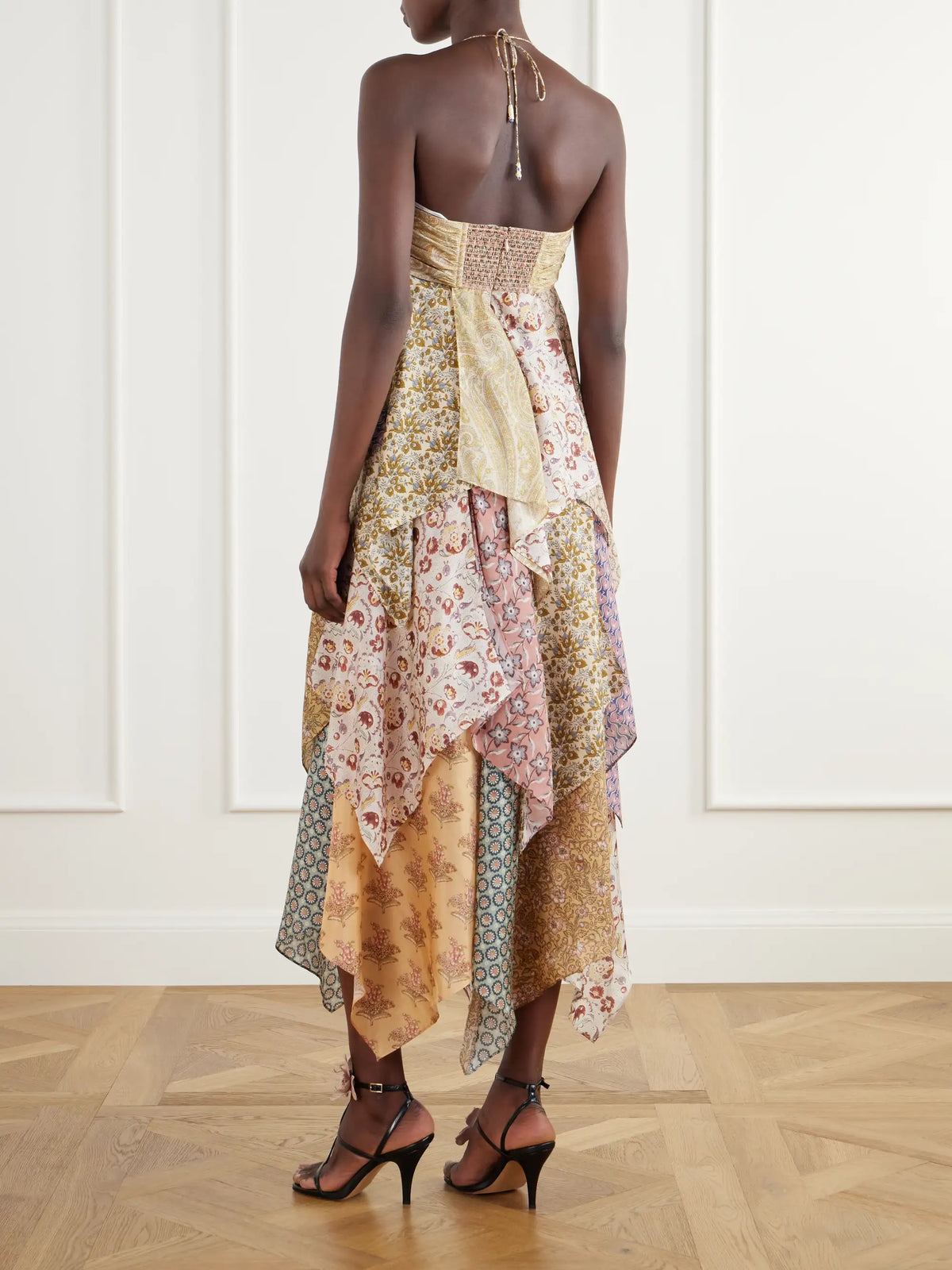 Zimmermann Fairlight Draped Printed Silk-satin Midi Dress