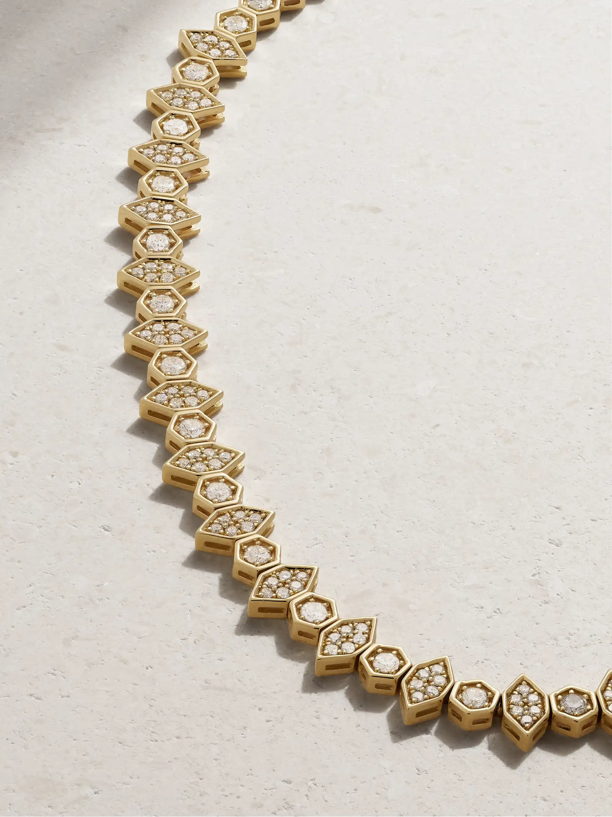 Hexagon Extra Large 18-karat Gold Diamond Necklace