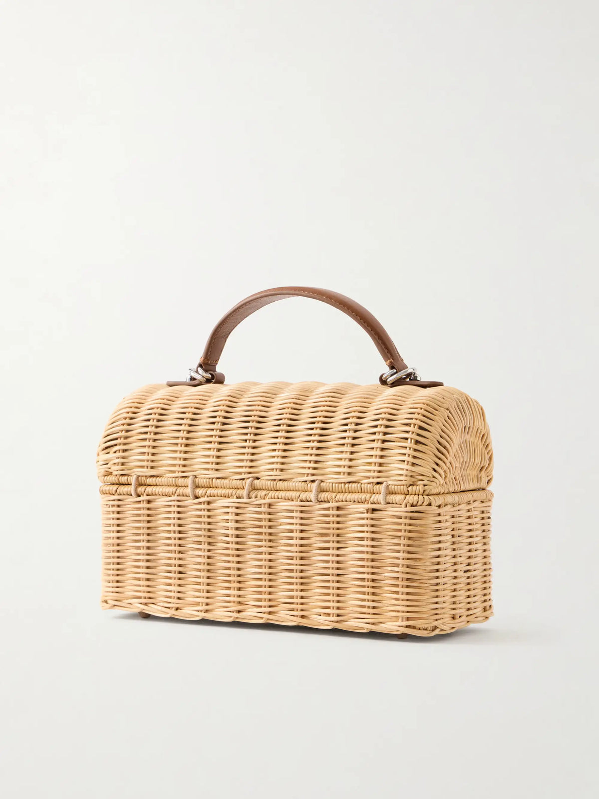 Isla Basket Leather-trimmed Raffia Clutch