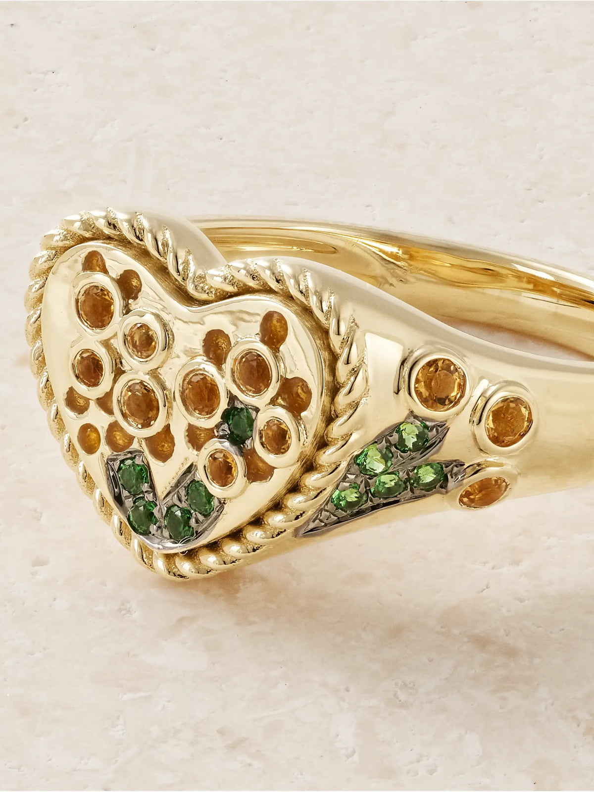 9-karat Yellow And White Gold, Enamel, Citrine And Tsavorite Ring