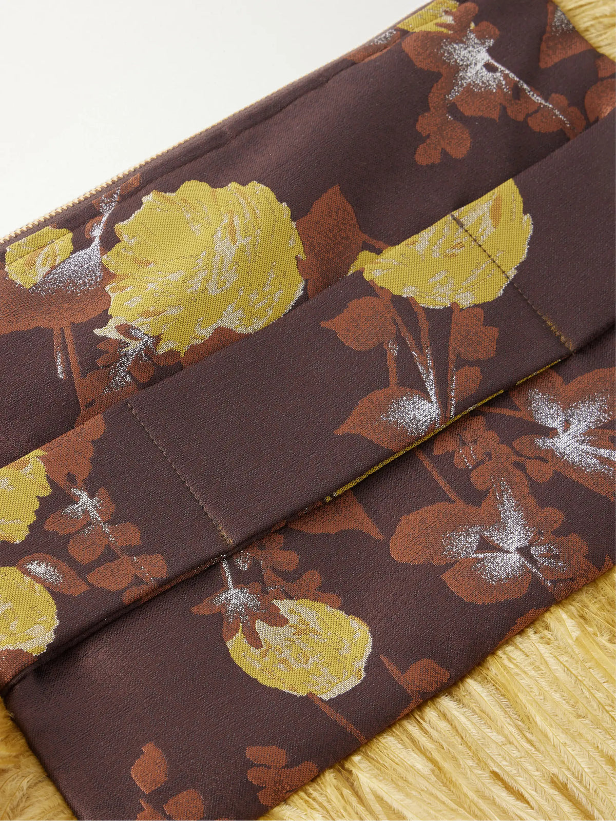 La DoubleJ Party Feather-trimmed Floral-jacquard Clutch