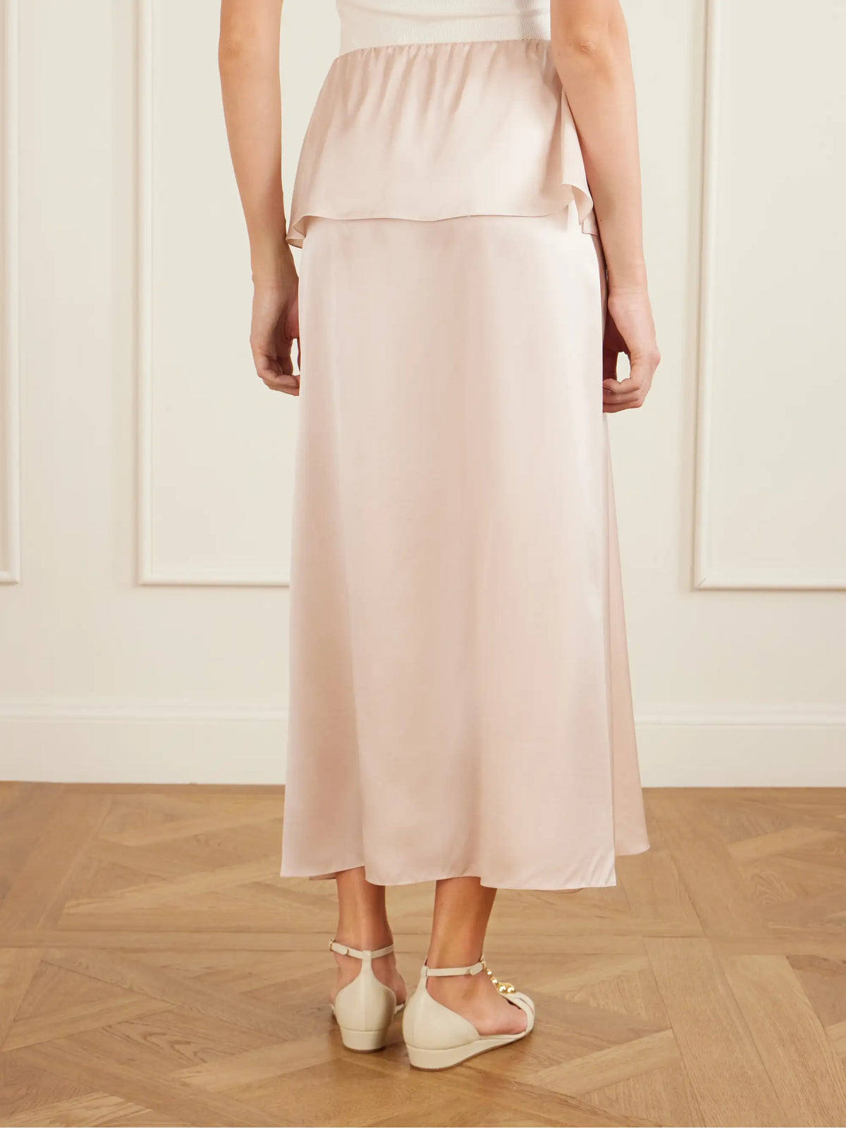Layered Silk-satin Midi Skirt