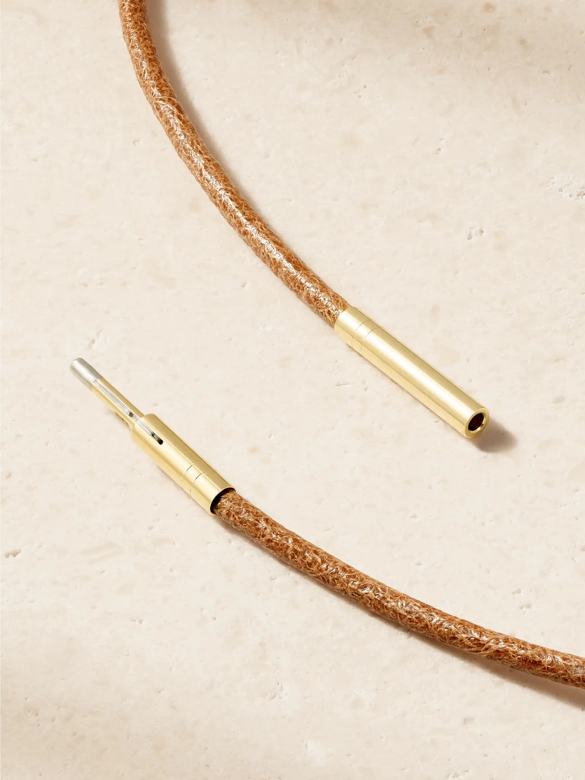 Marie Lichtenberg Micro Weight 18-karat Gold And Leather Necklace