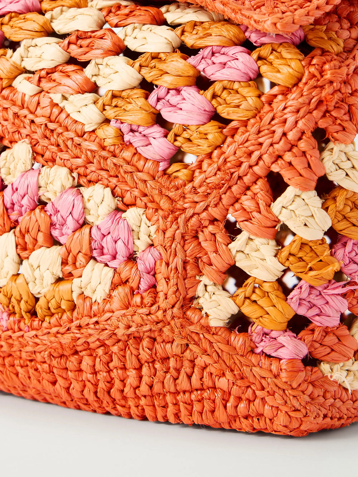 + Paula's Ibiza Puzzle Edge Mini Leather-trimmed Crocheted Raffia Shoulder Bag