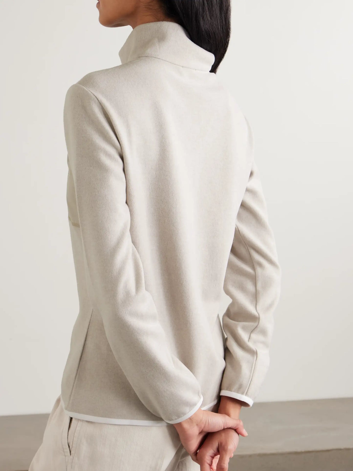 Printed Shell-trimmed Cashmere-blend Sweatshirt
