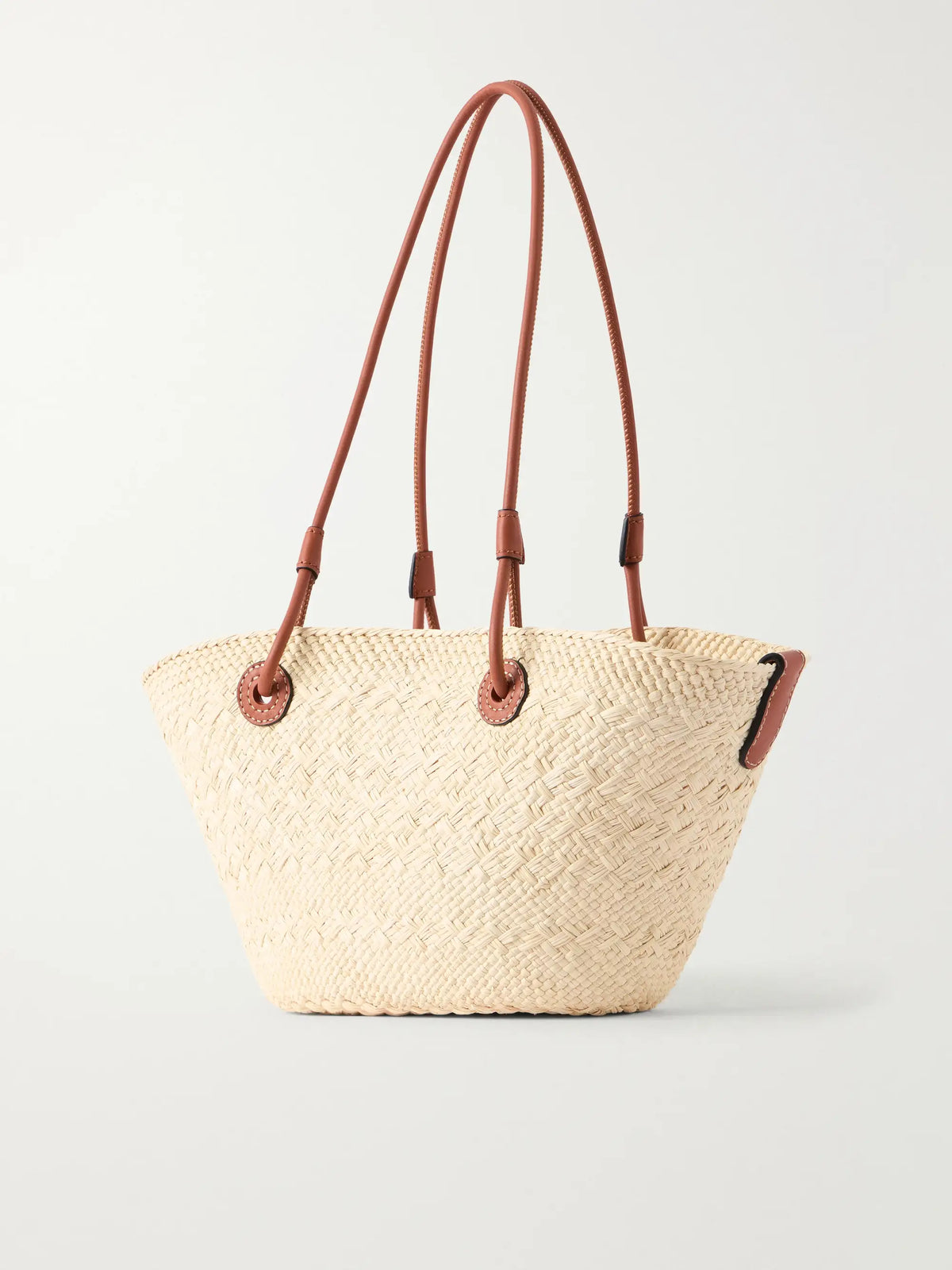 + Paula's Ibiza Anagram Basket Leather-trimmed Raffia Shoulder Bag
