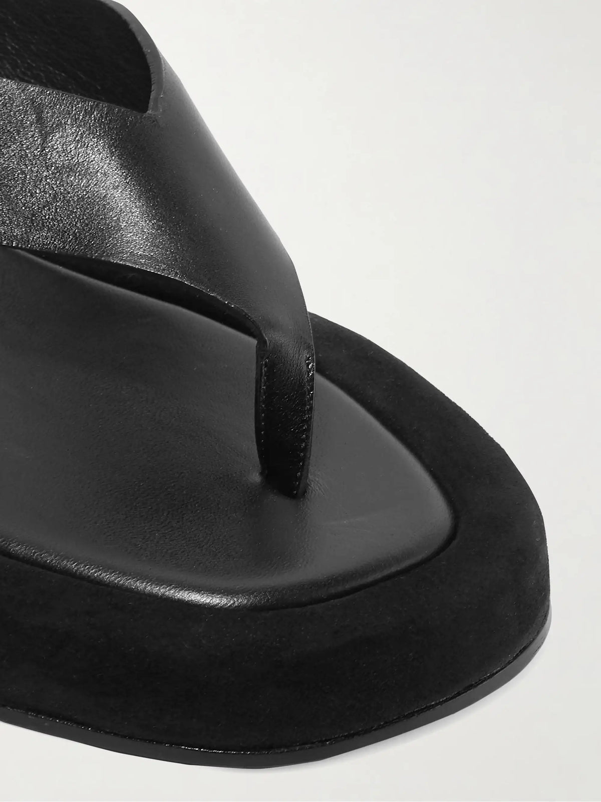 Ginza Leather And Suede Platform Flip Flops