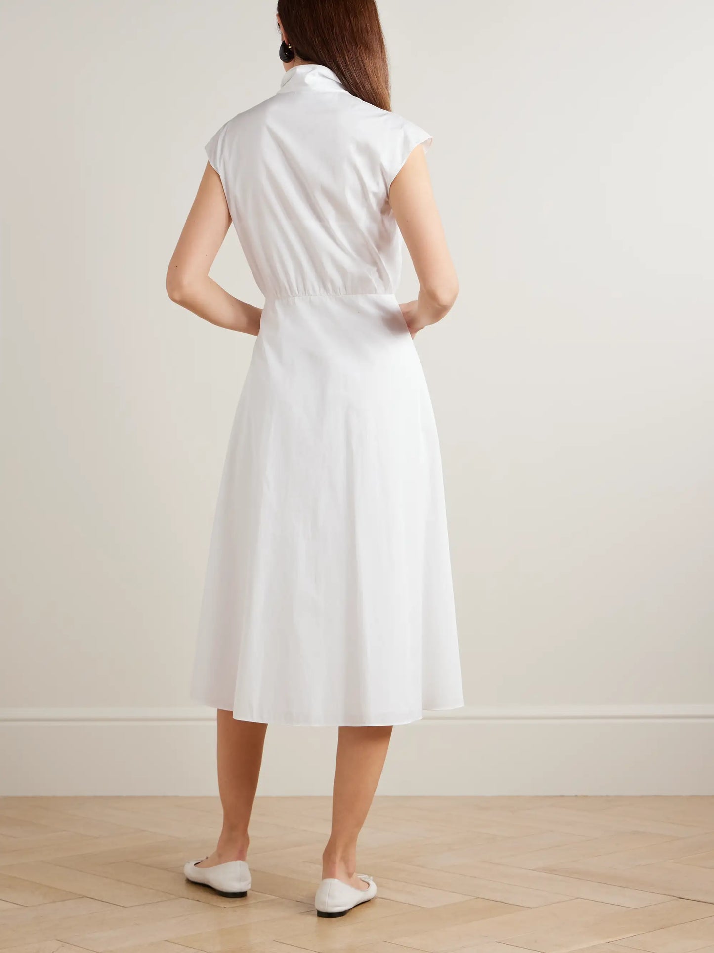 Broderie Anglaise-trimmed Cotton-poplin Midi Dress