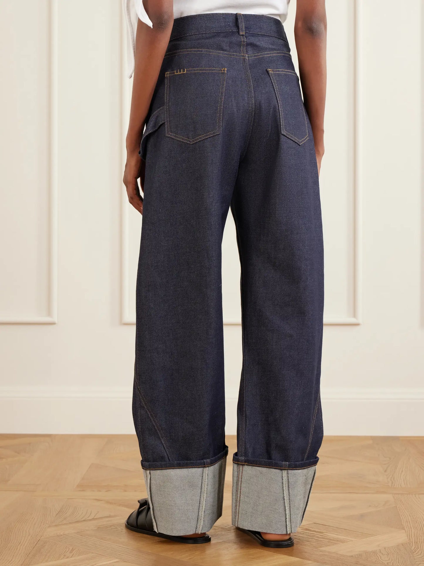 High-rise Embroidered Wide-leg Jeans