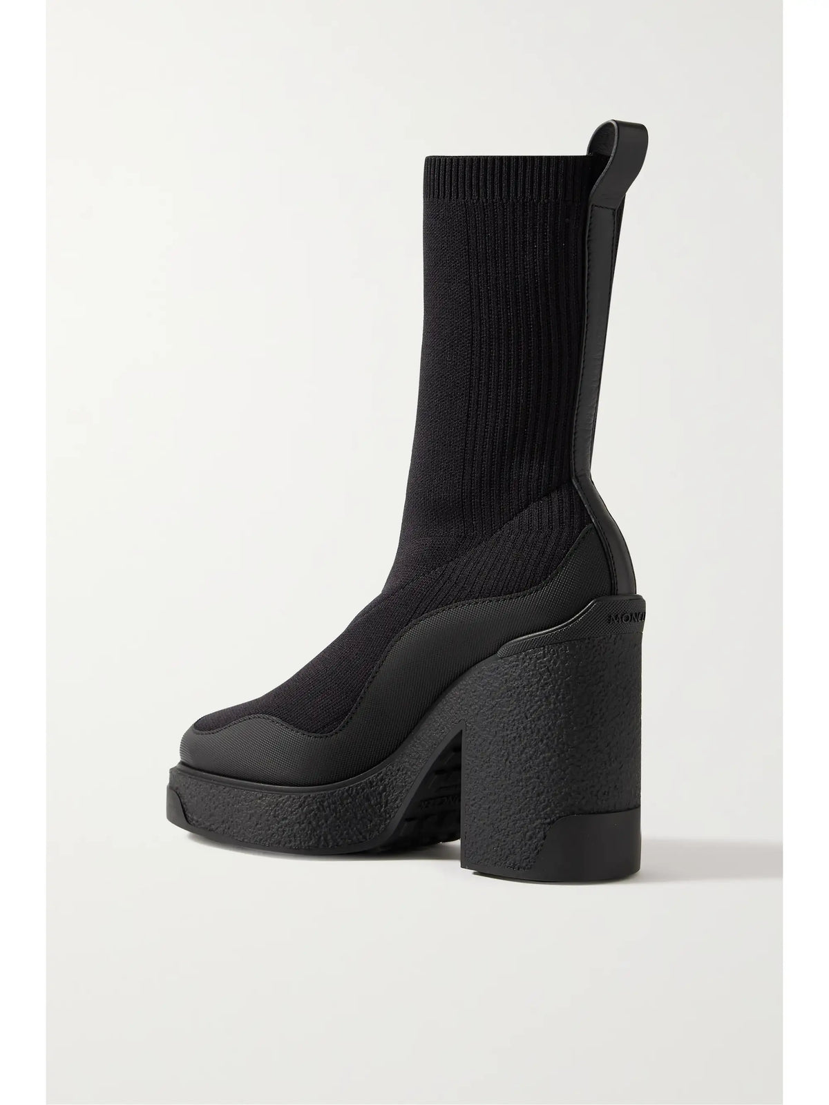 Splora Leather And Rubber-trimmed Ribbed Stretch-knit Ankle Boots