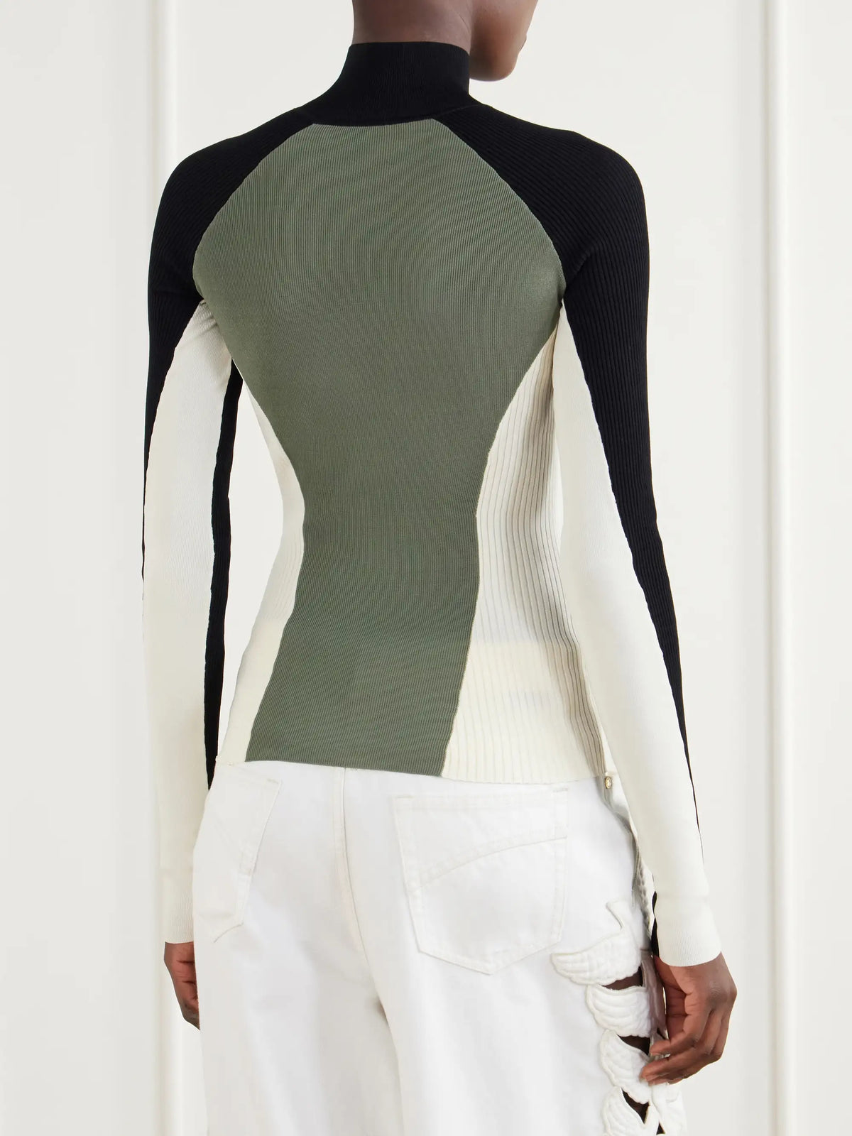Zimmermann Clash Ribbed Jersey Half-zip Sweater