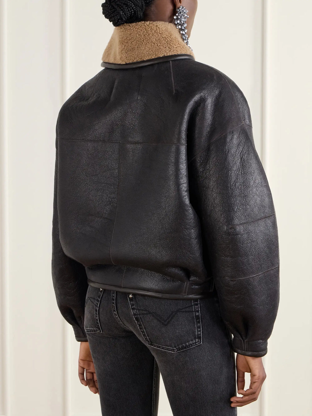 ISABEL MARANT Charina Shearling-trimmed Leather Jacket