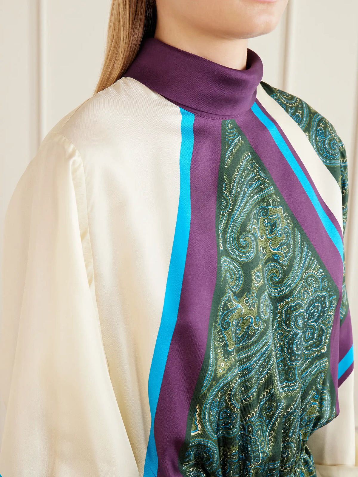 Joni Tie-detailed Printed Silk-twill Midi Dress