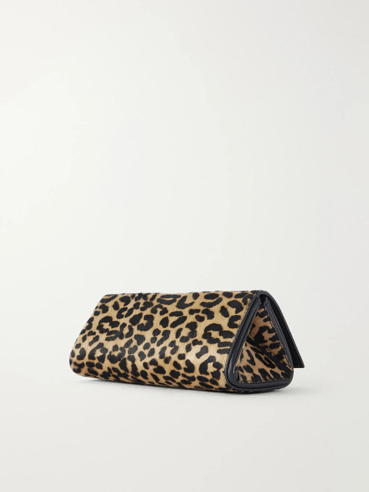 AMANU The Tanzania Leopard-print Leather-trimmed Calf-hair Clutch