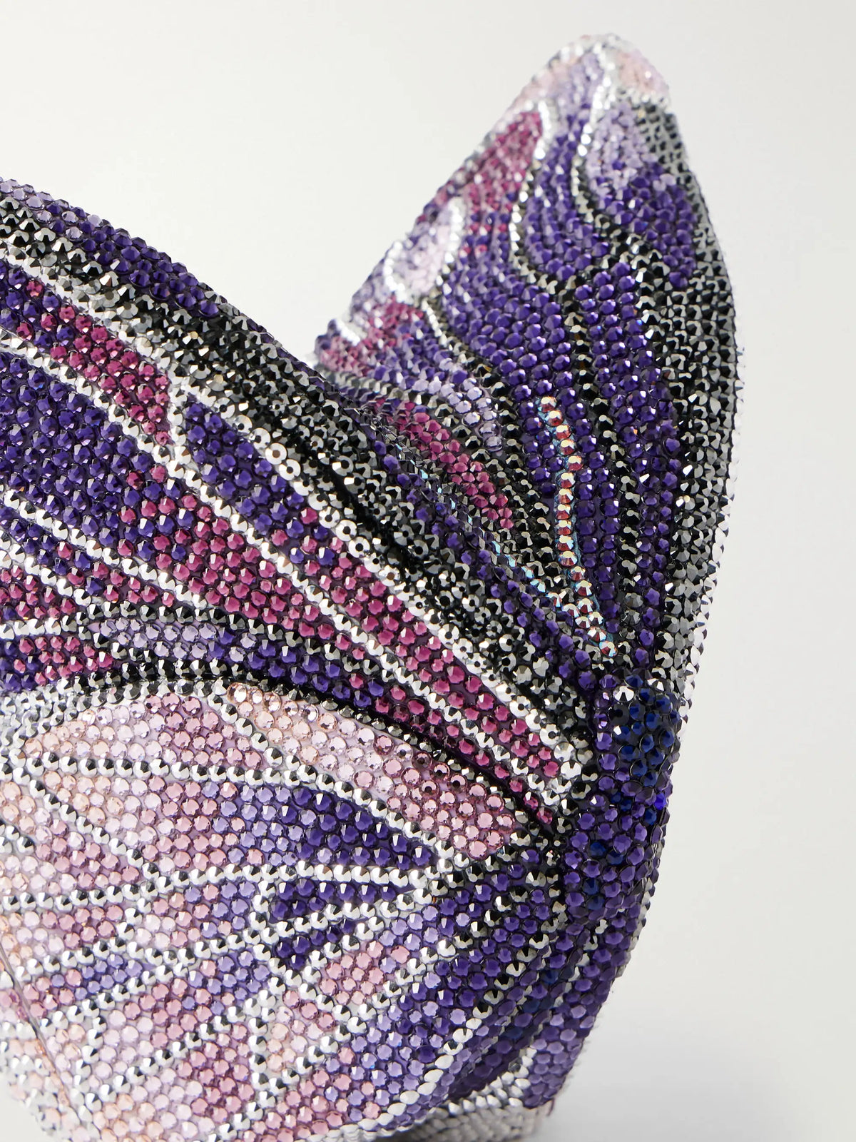 Butterfly Crystal-embellished Silver-tone Clutch