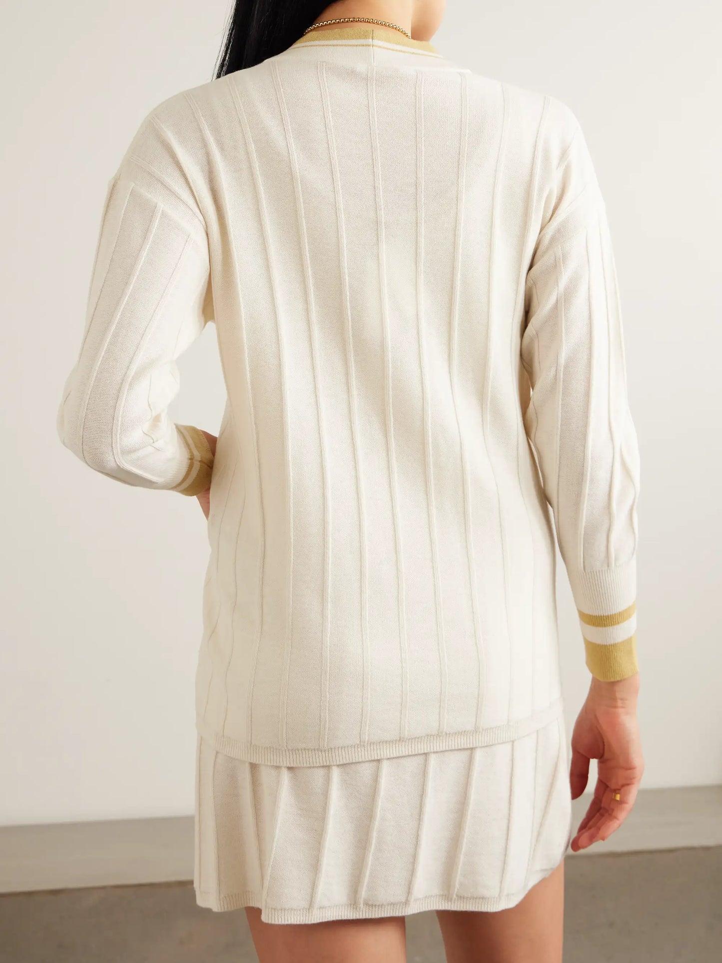 Clubhouse Striped Ribbed Wool And Cashmere-blend Cardigan