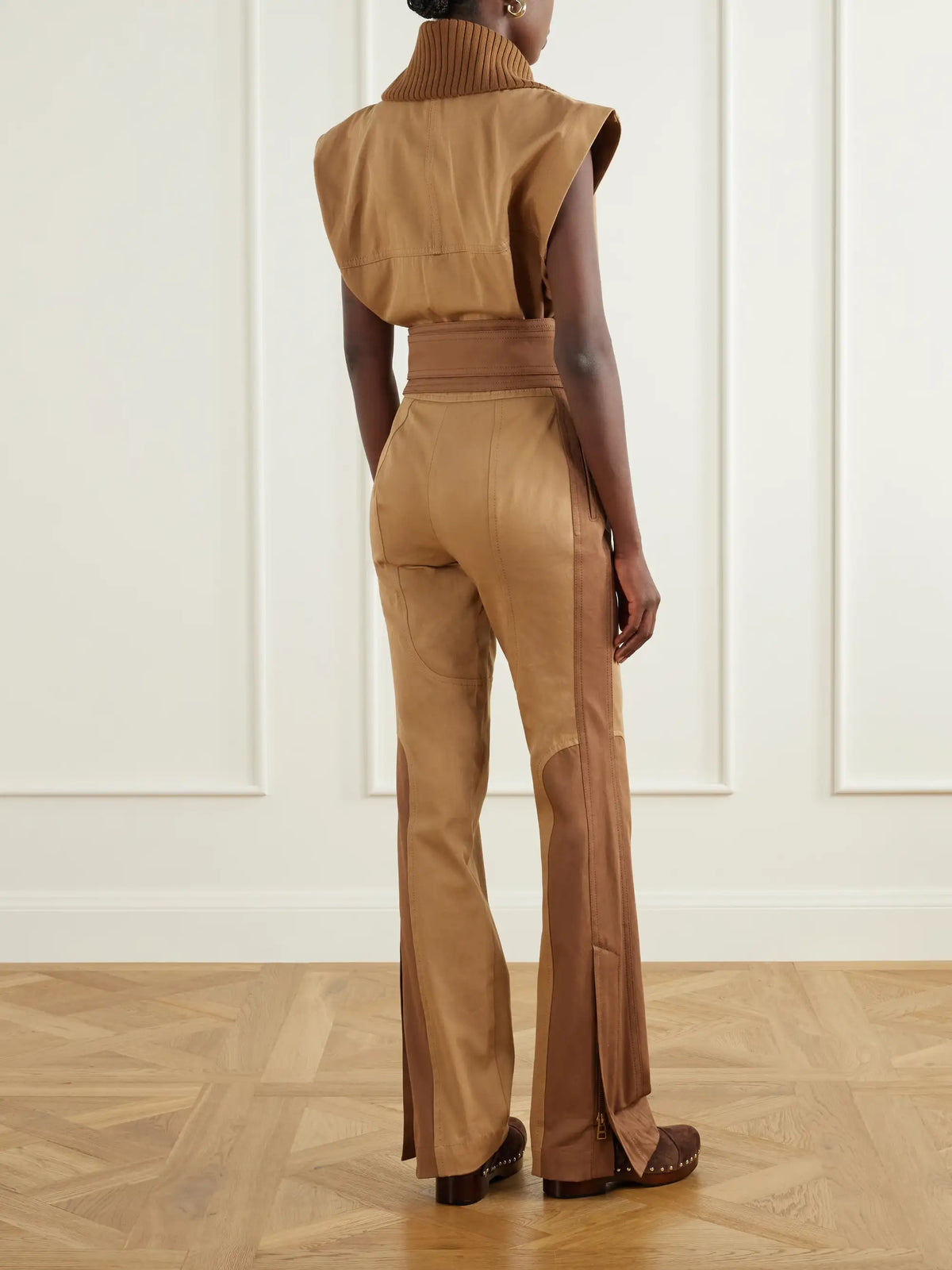 Zimmermann Valiant Belted Rib-trimmed Cotton-drill Jumpsuit
