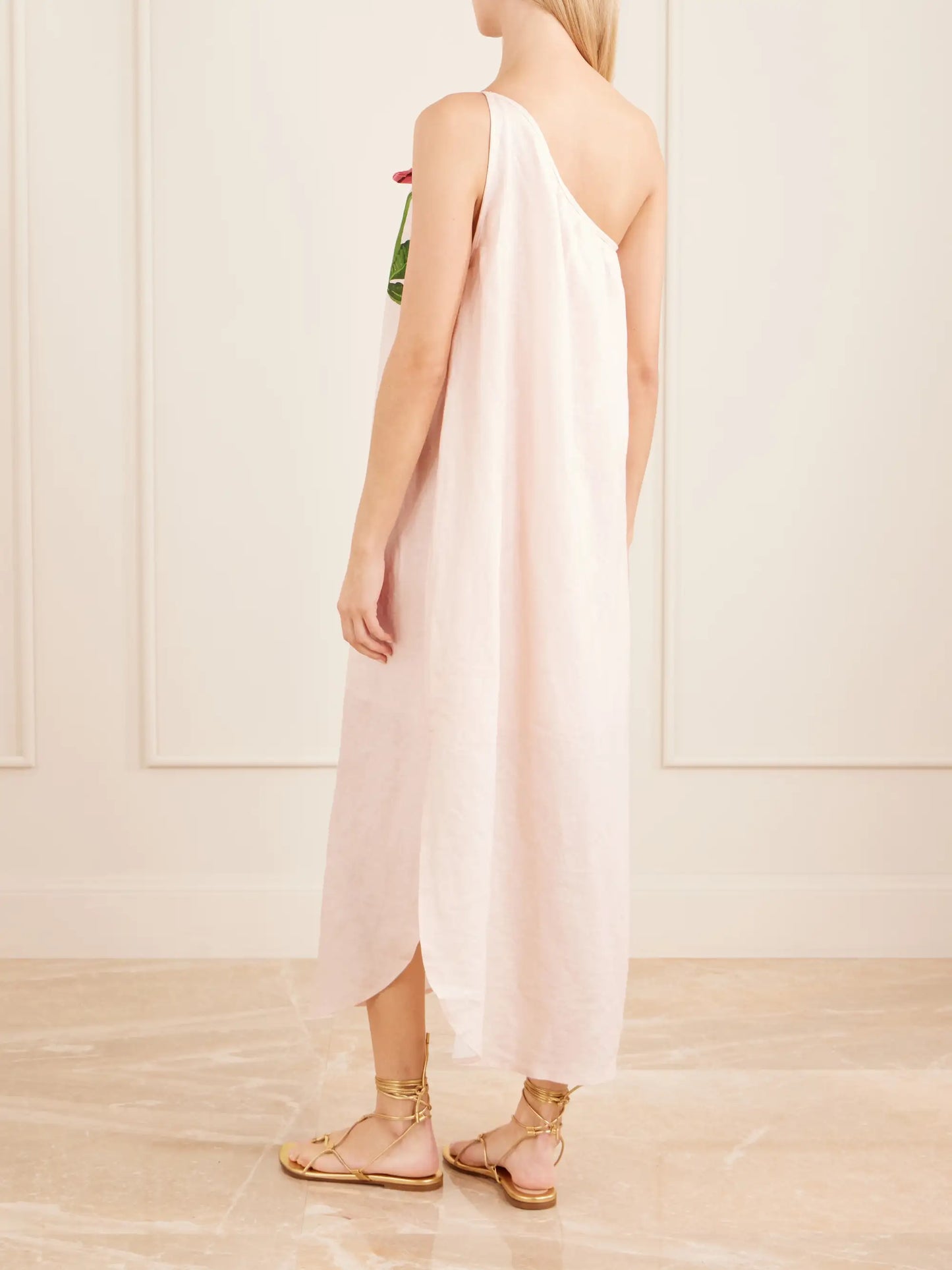 Garden Terrace Floral-print Bead-embellished Linen Maxi Dress