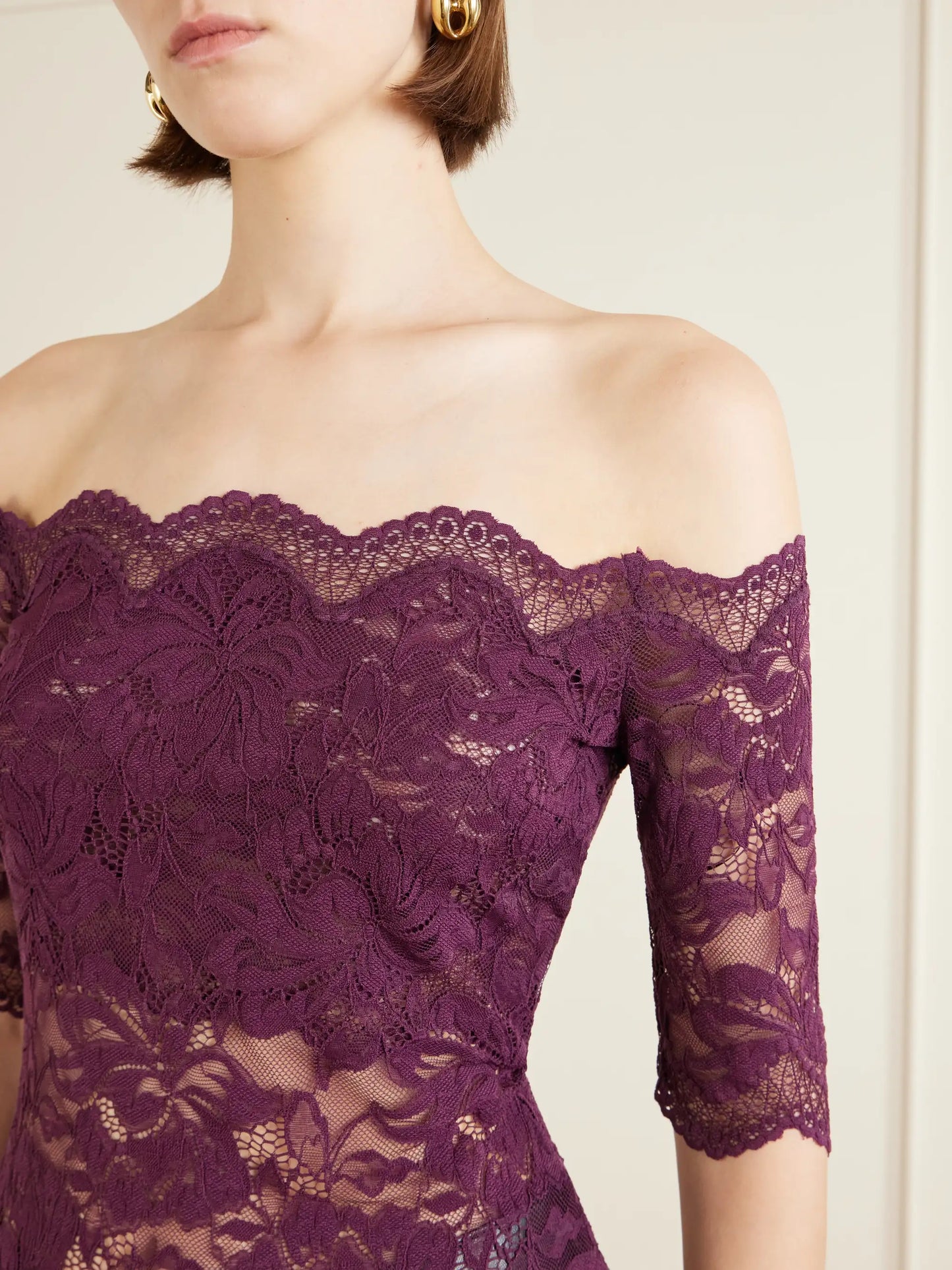 Off-the-shoulder Lace Blouse