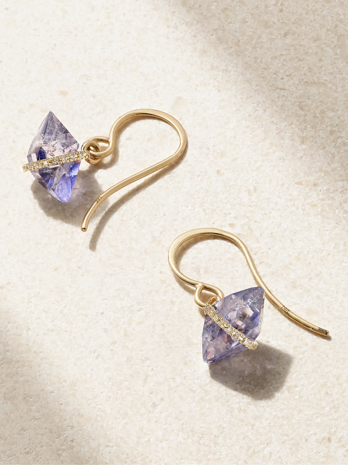 14-karat Recycled Gold, Iolite And Herkimer Diamond Earrings