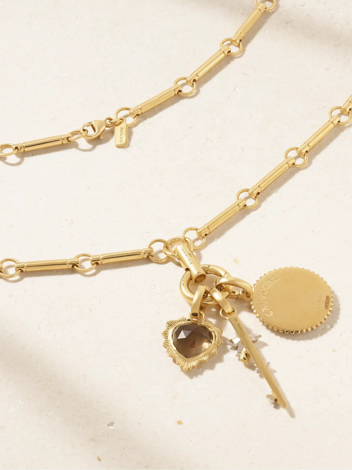 18-karat Gold, Enamel, Diamond And Quartz Necklace