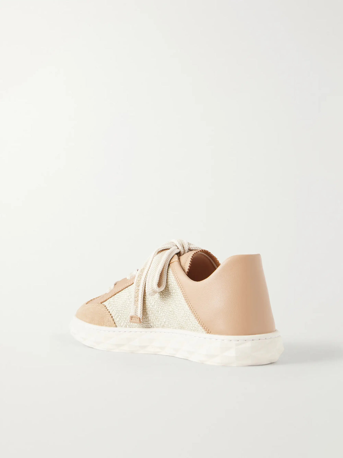 Diamond Light Flex Leather And Raffia Lace-up Sneakers