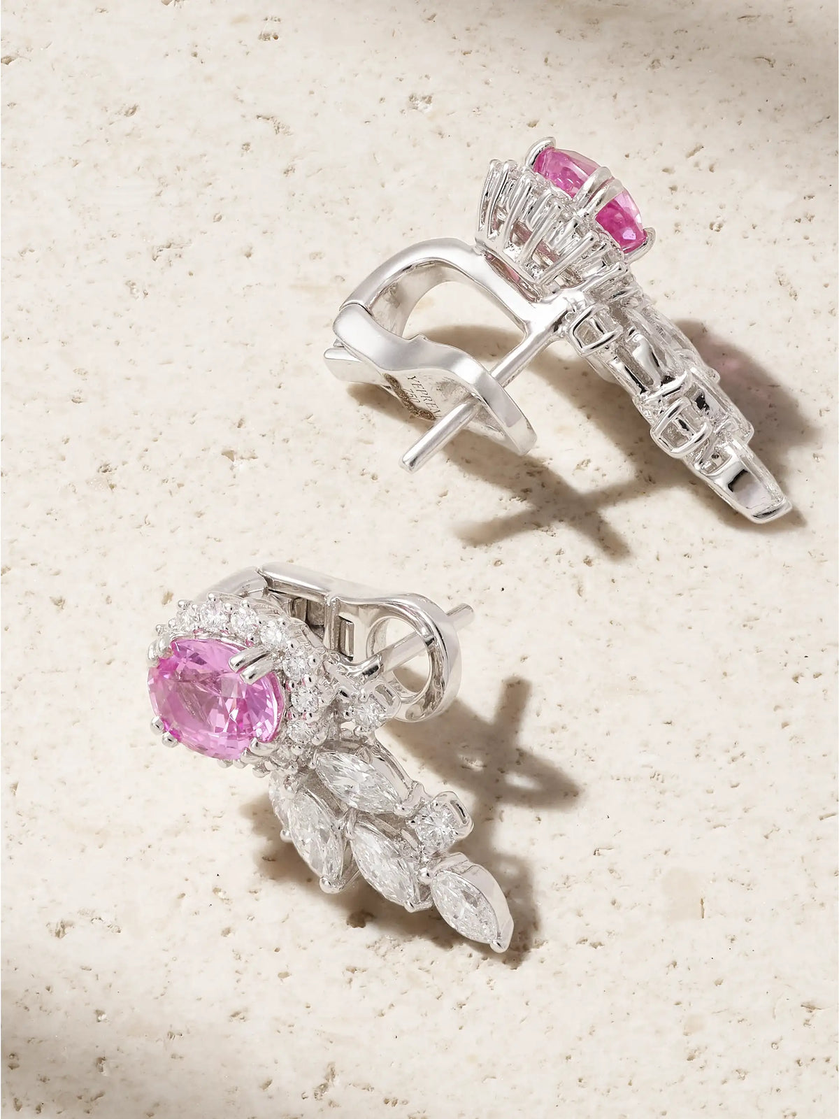 YEPREM 18-karat White Gold, Sapphire And Diamond Earrings