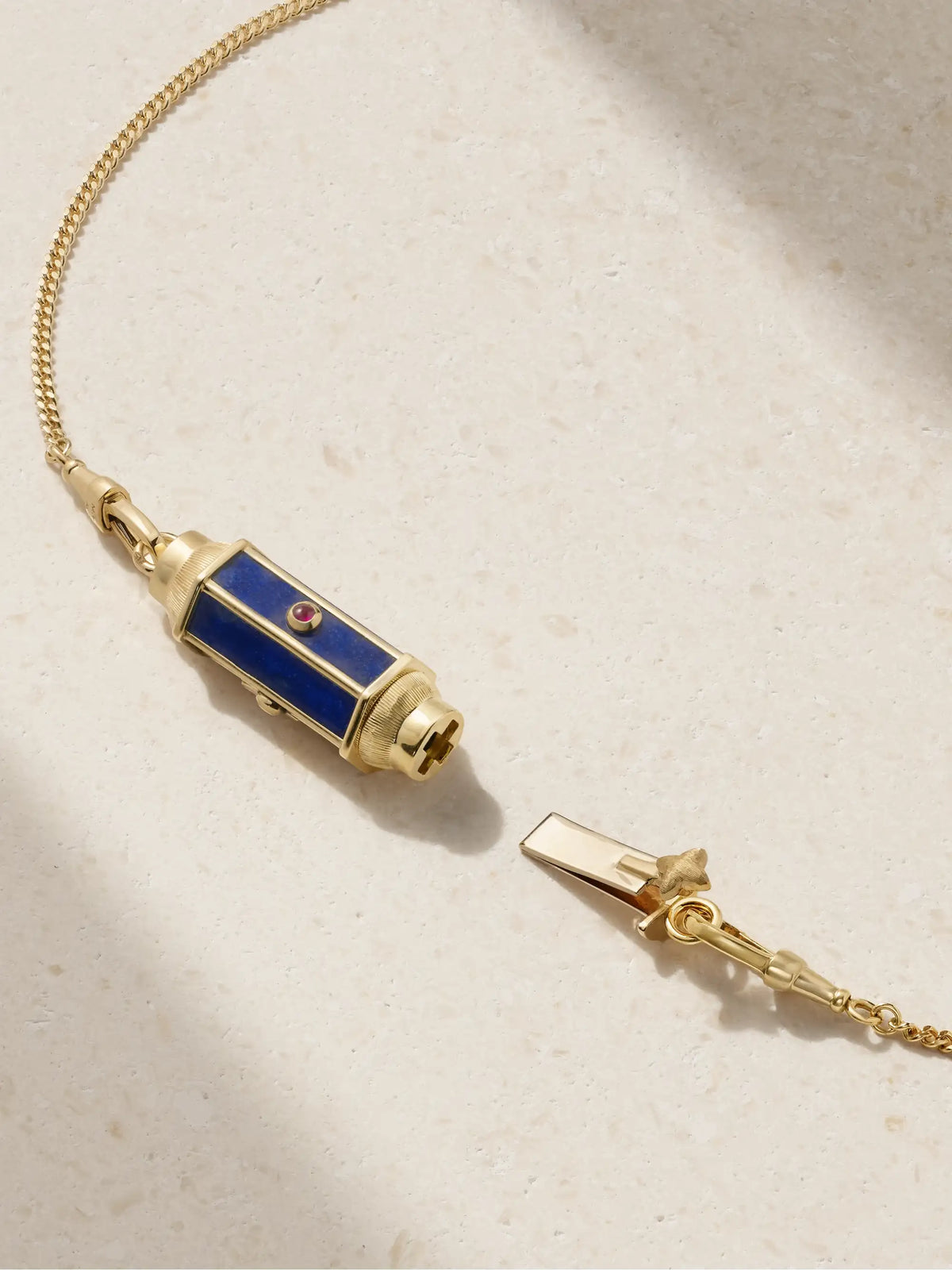 Baby Locket 18-karat Gold, Lapis Lazuli And Ruby Necklace