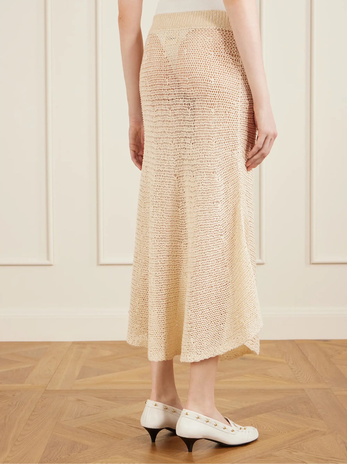 Inaya Crocheted Cotton And Silk-blend Midi Skirt